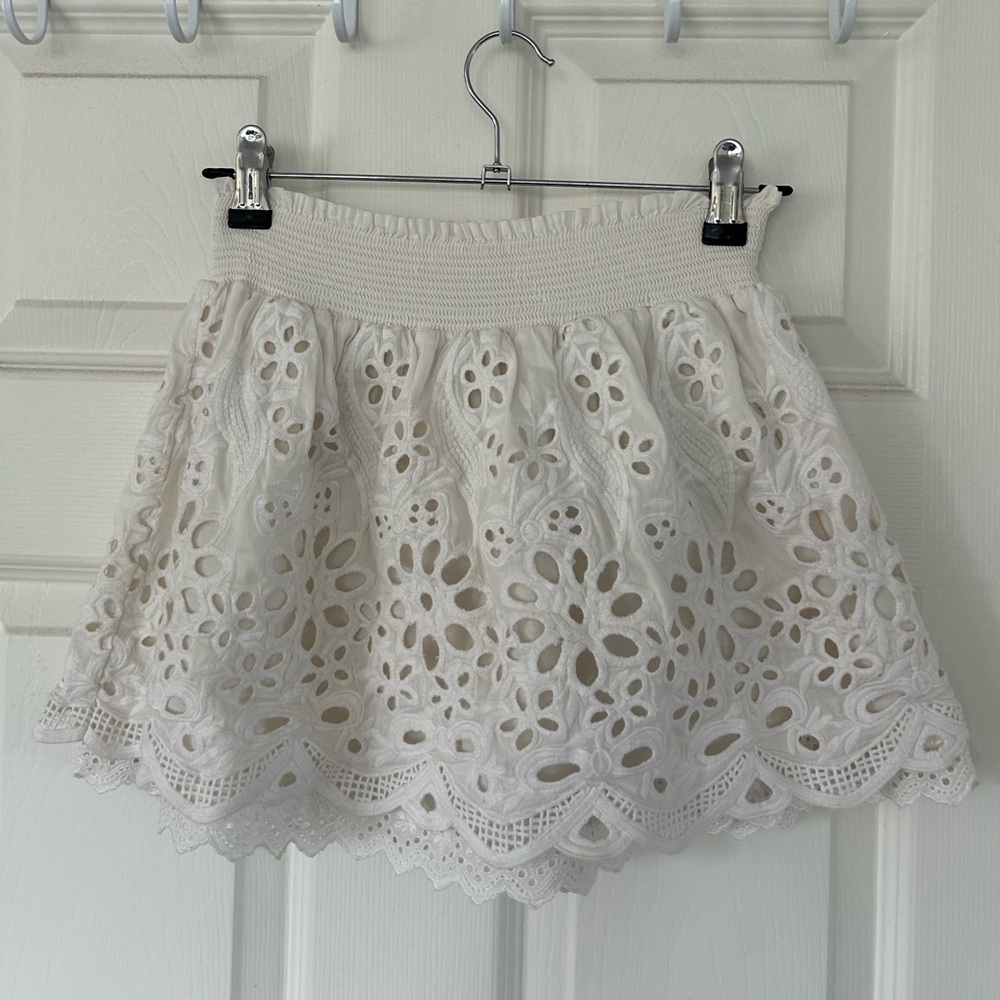 Hallowed-out Embroidered Mini Skirt